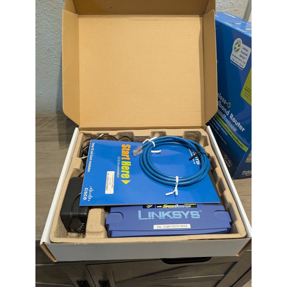 Linksys WRT54GS Wireless-G Router SpeedBooster New Open Box Bundle